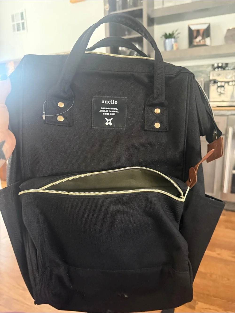 Anello Black Canvas Baby Backpack Bag